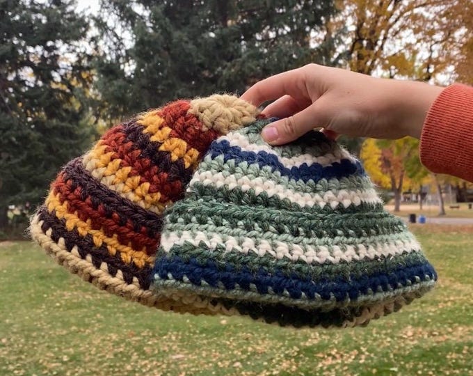Colorful Crochet Beanie | Chunky Wool Blend Hat | Cozy Outdoor Granola Style | Nature Inspired | Handmade Hat