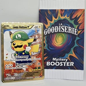 Carte dorée - PIKACHU LUIGI spécial, Idéal comme cadeau pour lui ou pour elle - Carte métal dans un booster maison