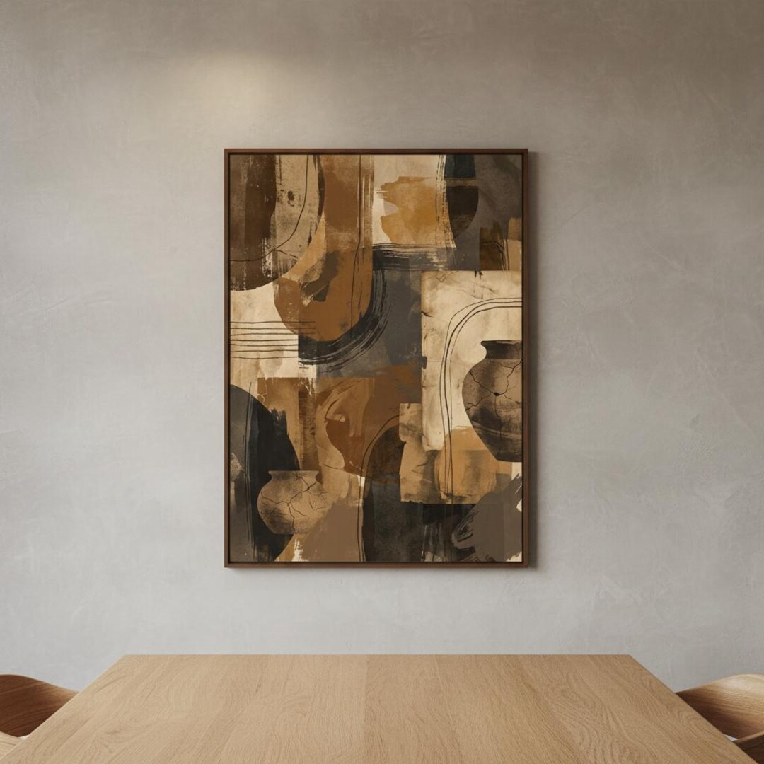 Wabi Sabi Abstract Wall Art Brown | Earthy Modern Decor Printable ...