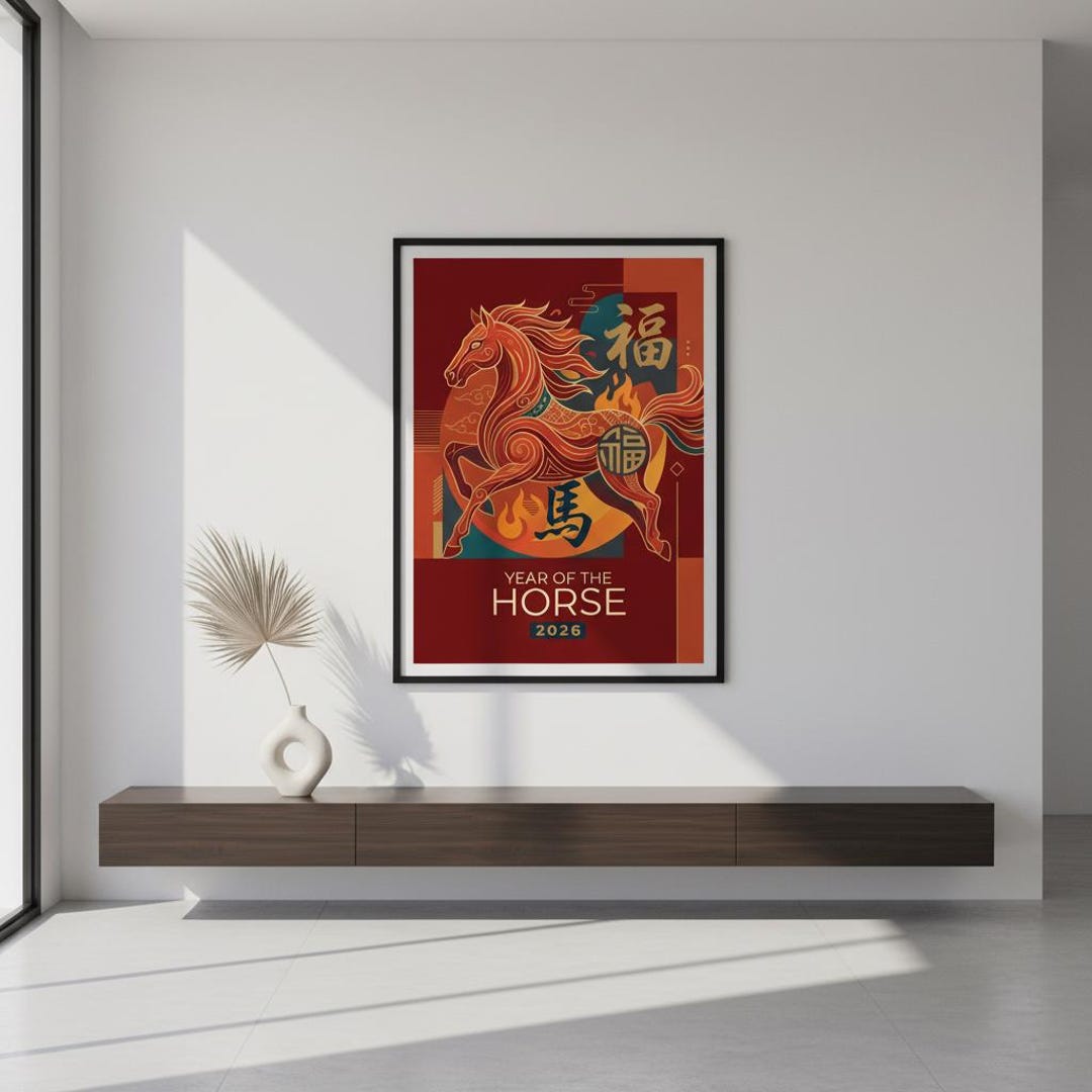 2026 Year of the Horse Art | Lunar New Year Poster | Chinese Zodiac ...