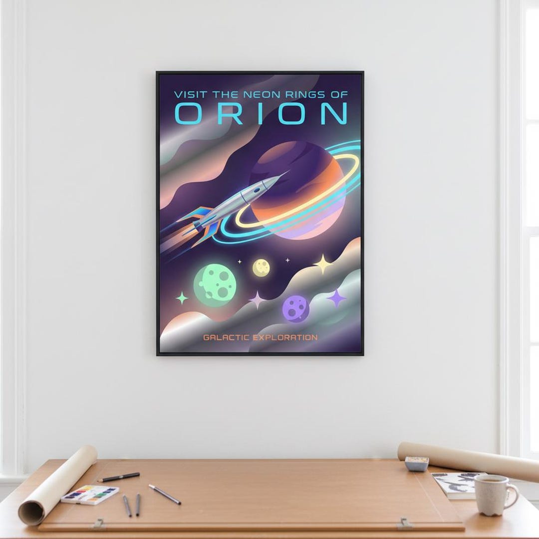 Retro Space Travel Poster | Cosmic Voyage Wall Art | Sci-fi Future ...