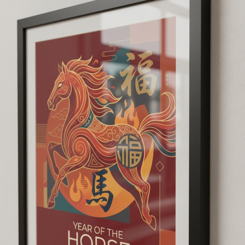 2026 Year of the Horse Art | Lunar New Year Poster | Chinese Zodiac ...