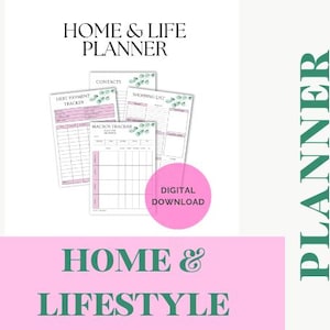 Digital Planner, Printable Planner, Simple, Floral, To Do List, Contact List, Shopping List, Habit Tracker, Bill Payment Tracker.