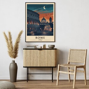 TÉLÉCHARGEMENT NUMÉRIQUE Rome, carte postale vintage, impression d'une seule ville, affiche de voyage, art mural imprimable/décoration murale, paysages urbains du monde et horizons
