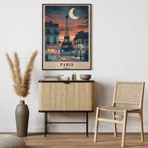 DESCARGA DIGITAL Postal vintage de París, impresión de una sola ciudad, póster de viaje, arte de pared imprimible/decoración de pared, paisajes urbanos y horizontes del mundo