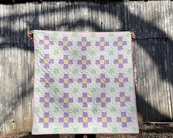 Spring Lately Quilt Pattern - A beginner-friendly traditionally pieced PDF pattern in baby and throw sizes