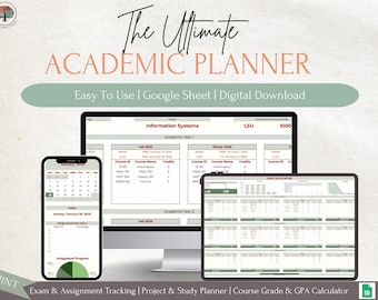 Planificador académico definitivo: Calculadora de promedio, seguimiento de tareas (descarga digital)