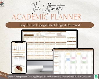 Planificador académico: Calculadora de GPA, Seguimiento de tareas (Descarga digital)