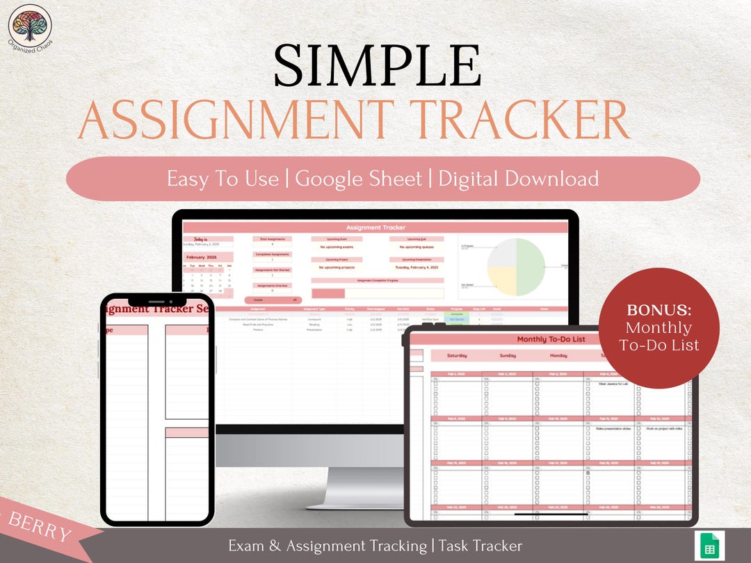 Digital Assignment Tracker: Student Academic Planner (google Sheet) - Etsy