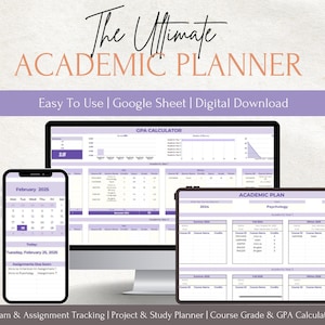 Digital Student Planner: Assignment Tracker & GPA Calculator (google ...