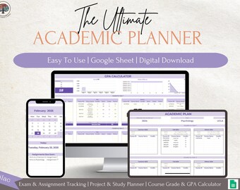 Planificador digital para estudiantes: seguimiento de tareas y calculadora de promedio (Hoja de cálculo de Google)