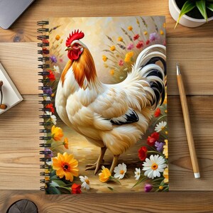 Rooster Floral Spiral Notebook: Farmhouse Style Journal (6x8)