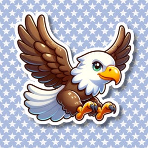 Stijgende Amerikaanse zeearend Kiss-Cut sticker, sticker vogel, USA patriottische sticker, roofvogel sticker, laptop waterfles notebook telefoon sticker