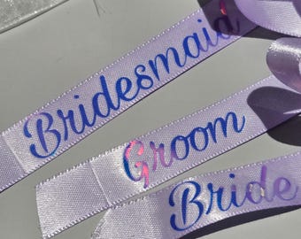 Aangepast satijnen lint: lint bruid, bruidegom, bruidsmeisje of gepersonaliseerde naam bruiloft Party