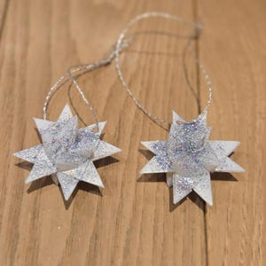 Silver Glitter Moravian Star Ornaments
