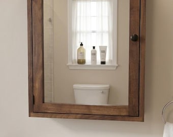 Solid WALNUT  Medicine Cabinet & Mirror /  Walnut Finish