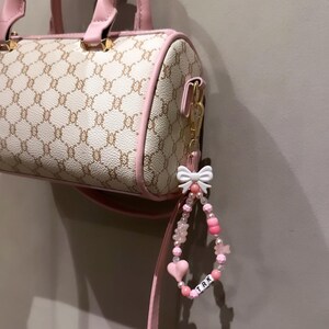 Customized Pink Beaded Bag Charm