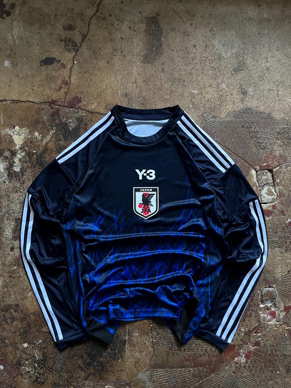 Japan Y-3 Blue Black Fire Football Jersey Trikot Fußball Soccer