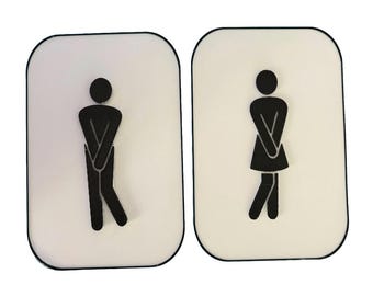 Funny Restroom Signs: Male & Female Toilet Icons