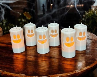 Halloween LED Ghost Candles Pack Of 6 Party Tea Light Candle Battery Operated