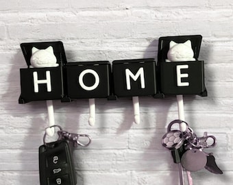 Key Holder Wall Cat Keychain Hangers Self Adhesive Animal Hooks Home Decor