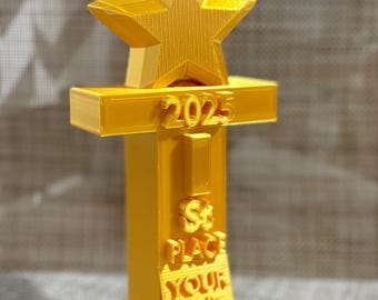Personalized Star-Top Gold Trophy: Custom Text Award