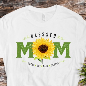 Blessed Mom T-Shirt, Sunflower Graphic, Mother's Day Gift