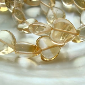 8 Inch Strand, 18 hearts, 12x6mm, Genuine Plump Honey Citrine Smooth Heart Briolettes