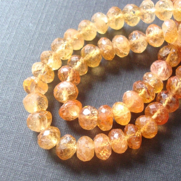 Imperial Topaz, 16 pcs, 5-6mm, Gorgeous Genuine Pink Golden Imperial Topaz Faceted Rondelle Findings