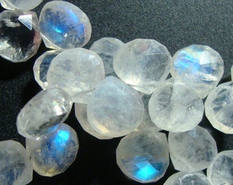 6 pcs, 10mm, Rainbow Blue Fire Moonstone Faceted Heart Briolette, GS-0607