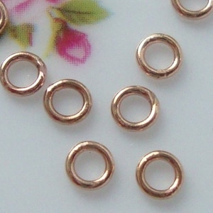 10 pcs, 4mm, 22ga gauge, 14k ROSE GOLD Filled Closed Jump Rings