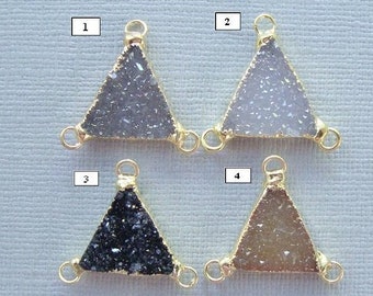 Druzy Drusy Crystal Gold Electroplated Connector, Natural Color Druzy Drusy, Gold Layered 3 ways Connector, Gold Dipped Y Connector, Y22