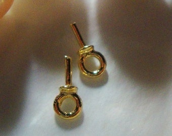 4 pcs, 7x2mm, 18K Gold over 925 Sterling Silver Cup and Peg Drop, For Half drilled pearls and beads, CC-0578