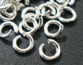 Bulk 25 pcs, 6mm, 20 gauge, Sterling Silver Open Jump Ring, Strong Sturdy Locking Ring