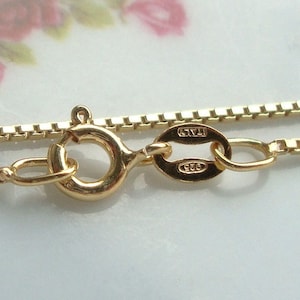 1 pc, 18 Inches, 1mm Medium Weight, 18K Gold over 925 Sterling Silver Box Chain, Finished Chain, MW, Made in Italy