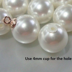 2 pcs, 16mm, South Sea Shell Snow White Pearl Round Bead, half drilled, perfect for bridal design, SP-0053