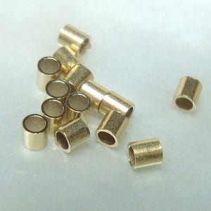 50 pcs, 2x2mm, 1.4mm ID, 14K Gold Filled Cut Tube Round Crimp bead Spacers, CC-0130