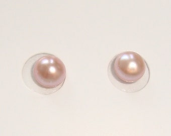 Bulk 10 pcs, 4.5-5mm, AAA Fresh Water Pearl, Button pearl, Pink Mauve Half Drilled Freshwater Pearl, Glowing Pink Mauve Mushroom Pearl Beads