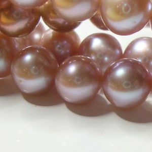 12 pearls, Round Freshwater Pearl, True color, Metallic luster Mauve Pink Fresh Water Pearl, MP78 image 2