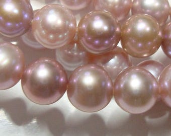 8", Perla redonda de agua dulce, color verdadero, rosa malva, lila