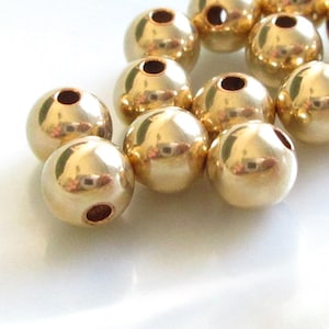 14k Gold Filled Seamless Round Beads Spacers, 2 pcs, 6 mm, 1.5mm hole, CC-0172