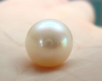 1 pc, 7.5-8mm, AAA Fresh Water Pearl Round Pearl, Half Drilled Creamy White Freshwater  Pearl, Best Find