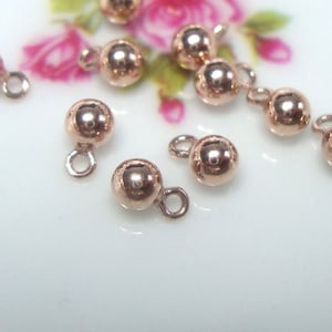 5 pcs, 5x3mm, 14K Rose Gold Filled Cute Tiny Little Round Dot Dangle Charm, necklace, anklets, PC-0277