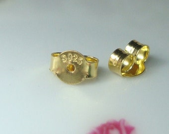 4.5x5.8mm, 18K Gold Plate 925 Sterlng Silver Premium Ear Nuts, Earrings Back