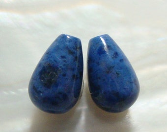 1 pair, 6x10mm, AA Grade Dumorterite Small Smooth Teardrop Briolette, Half Drilled, Top Drilled, Designer Pieces, GS-0269