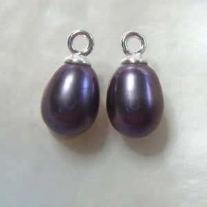 2 pcs, 11-12x6-6.5mm, Fresh Water Pearl, Drop Pearl or Drop Pearl Dangles, Peacock Freshwater Pearl