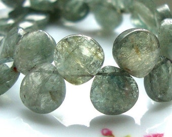 Full Strand, 36 pcs, Gorgeous Moss Aquamarine Faceted Heart Briolette Bead, 8mm, 3-4mm Height, March BirthStone, GS-0024