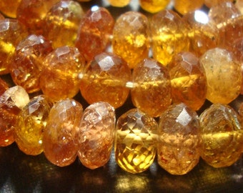 2 cuentas facetadas de topacio imperial dorado rosa en forma de rondel, de 7-7,5 mm.