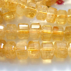 1/2 strand, 8&quot; Inch Strand, 7x5mm, Golden Honey Genuine Citrine Faceted Flat Rondelles, November Birthstone - B-0037