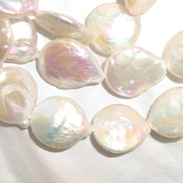 12mm, sale, 30% off Full Strand, Lustrous Coin Pearls,  Freshwater Pearl, Beautiful White Iridescent Freshwater Pearl,June Birthday, Bridal